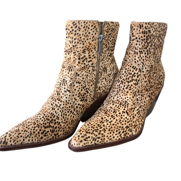 Dolce Vita Western Almond Toe Calf Hair Leopard $170 Block Heel Bootie Sz 9 NEW - Picture 5 of 15